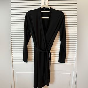 Black wrap dress with long sleeves